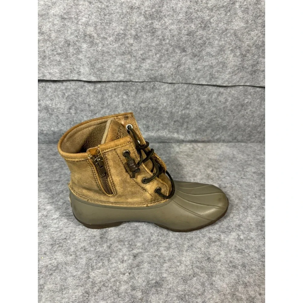 Sperry Top-Sider Women's Waterproof Rubber Boot Tan Suede Lace Up‎ Zip Size 7 M